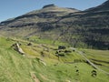 Picturesque landscape of village Saksun on Island Streymoy of the Faroe islands.